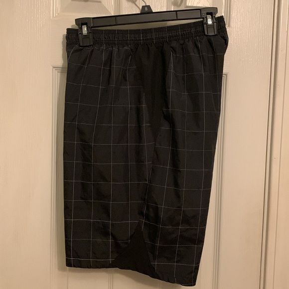 adidas Black & with White Pin Stripes Swim Trunks Size M  #334 - Picture 3 of 8